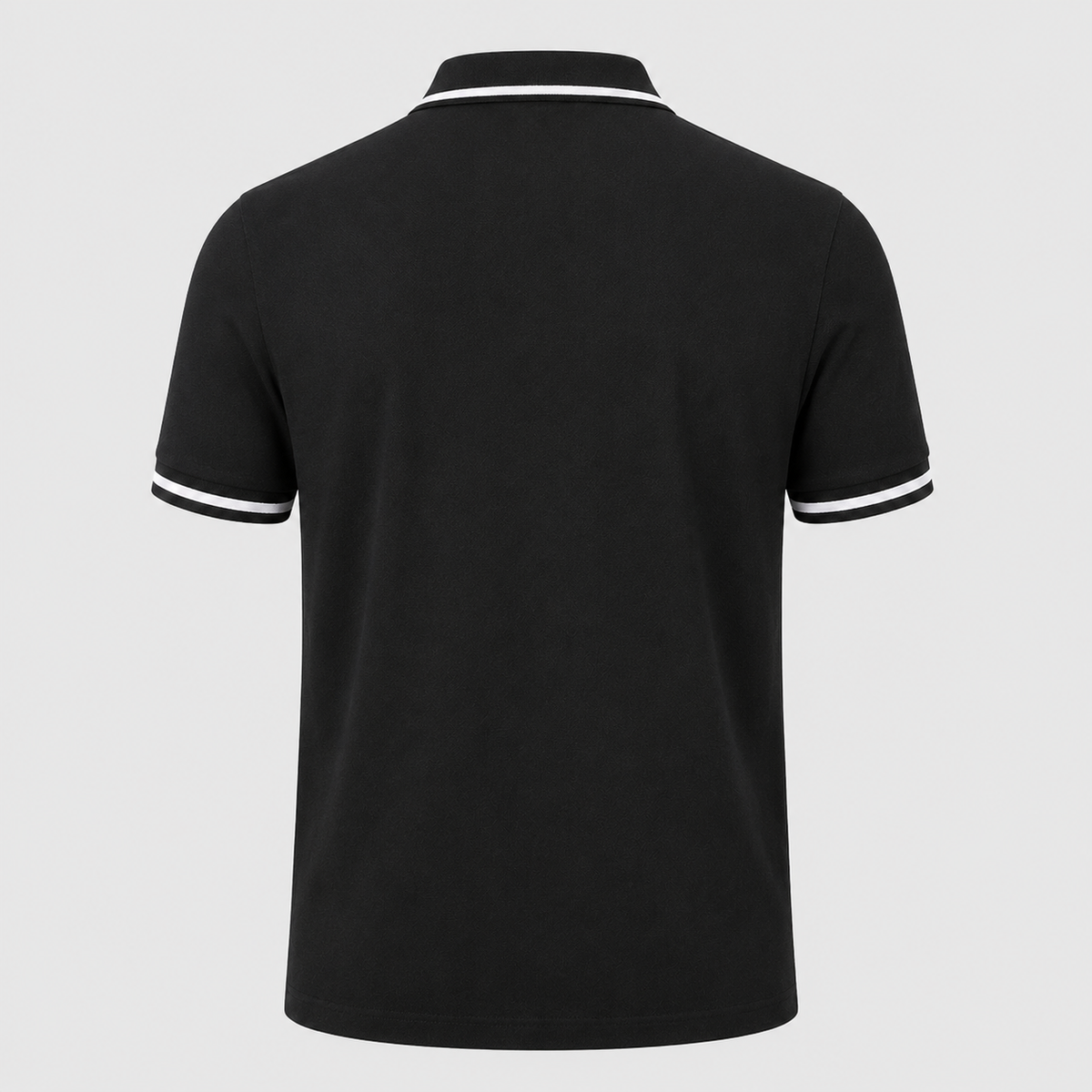 Men's Lightweight Loose Button-Down Polo Shirt Black Canvas