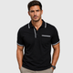 Men's Lightweight Loose Button-Down Polo Shirt Black Canvas