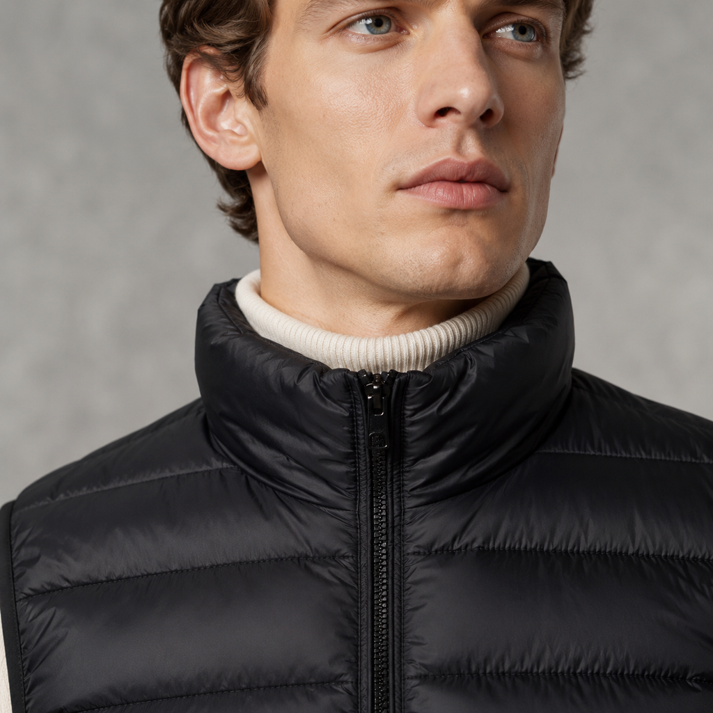Men's Lightweight Sleeveless Zip Gilet Black Canvas