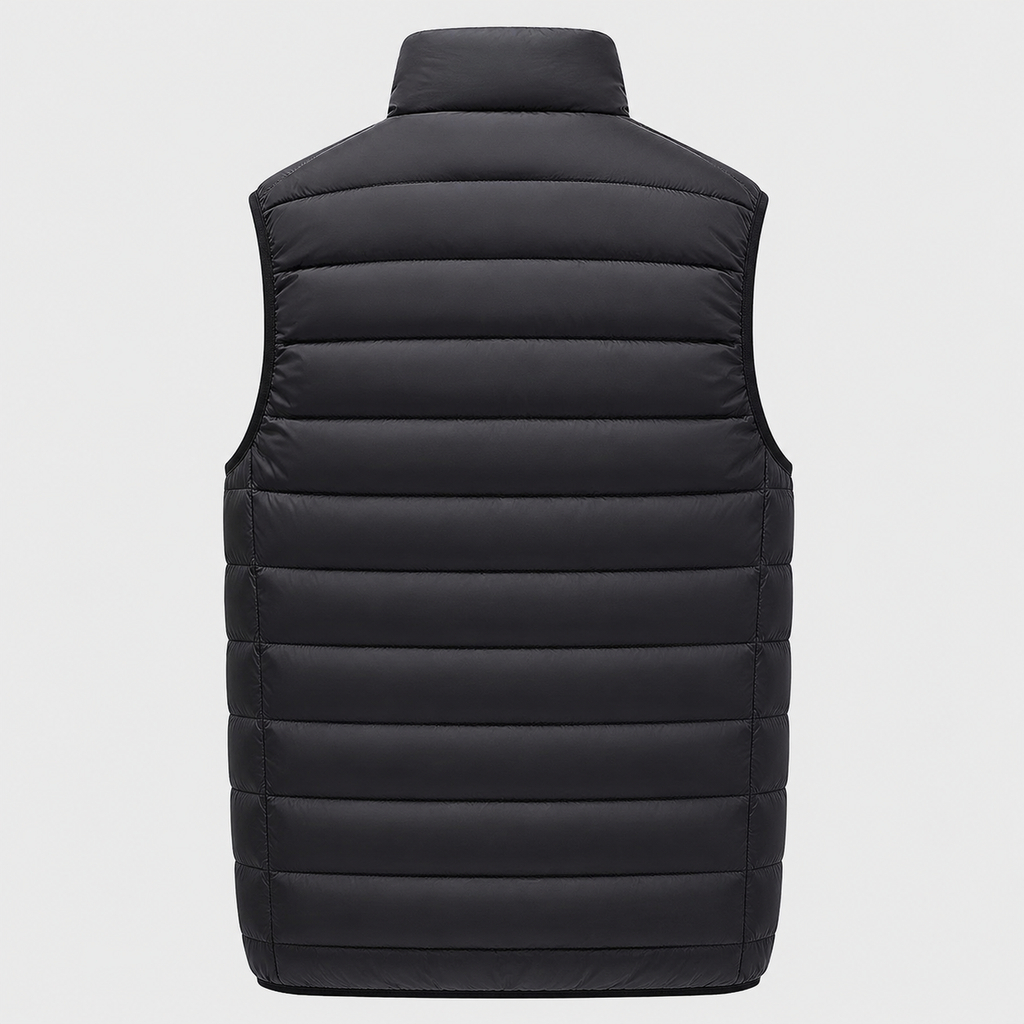 Men's Lightweight Sleeveless Zip Gilet Black Canvas