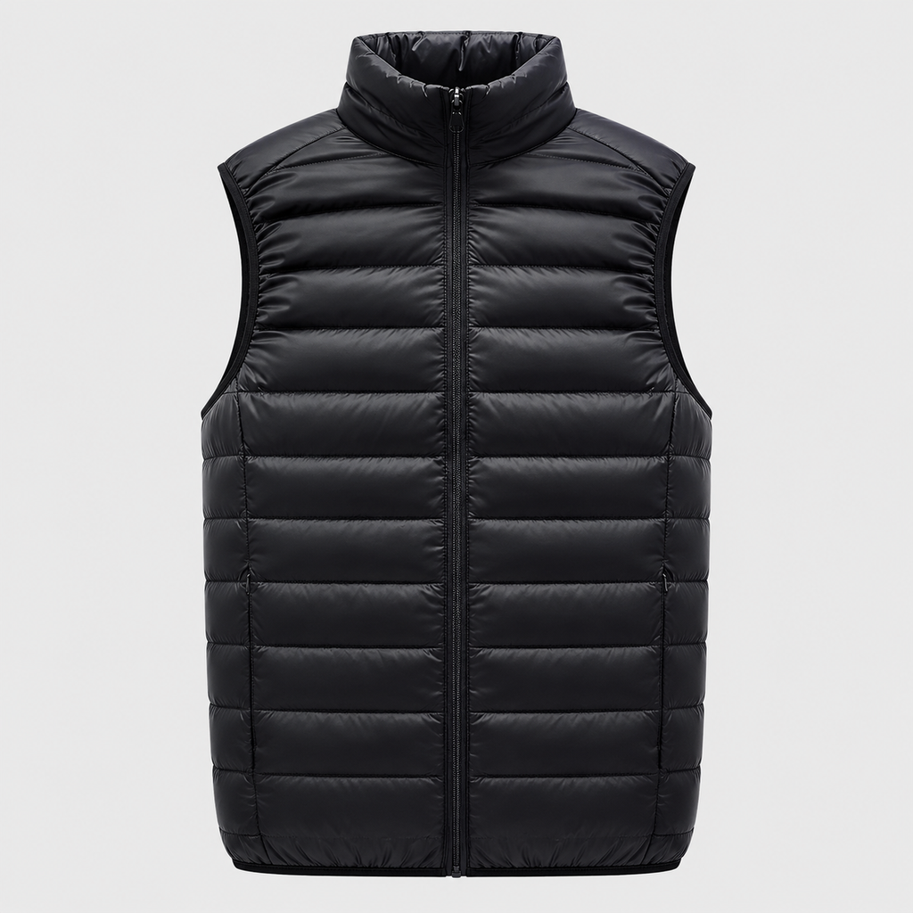 Men's Lightweight Sleeveless Zip Gilet Black Canvas