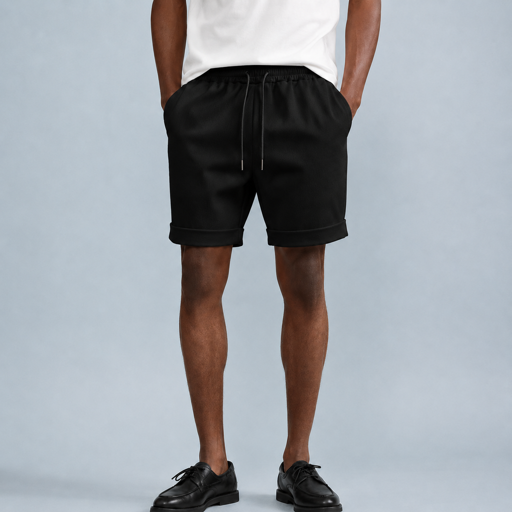 Men's Lightweight Solid Colour Shorts Black Canvas