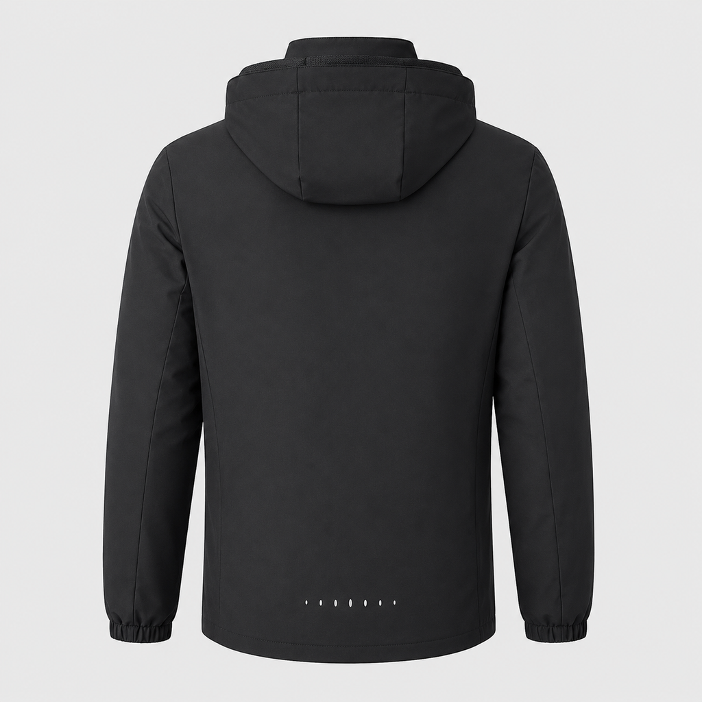 Men's Lightweight Waterproof Hooded Jacket Black Canvas