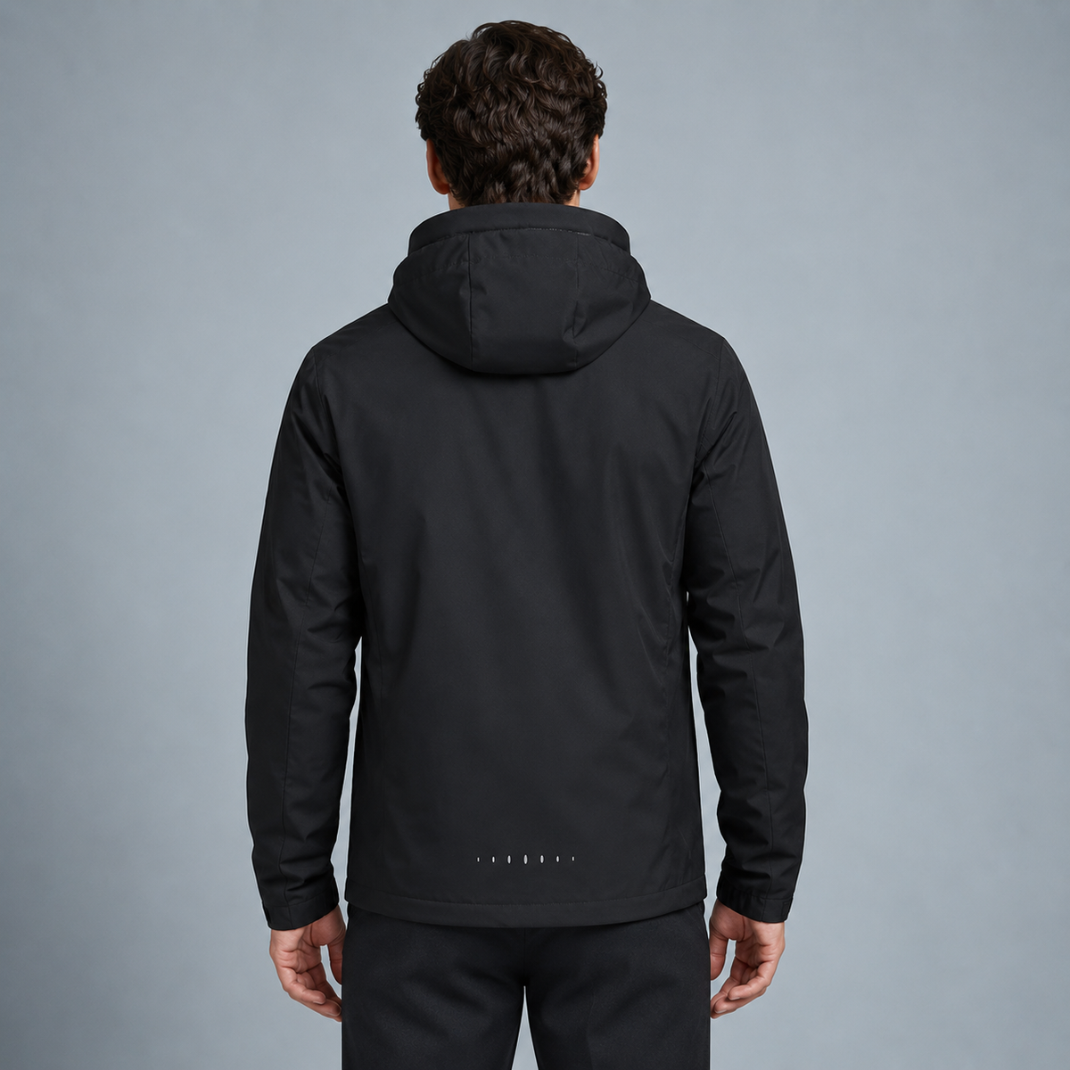 Men's Lightweight Waterproof Hooded Jacket Black Canvas