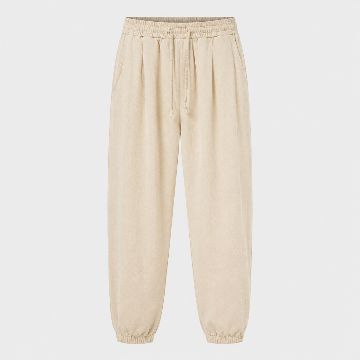 Men's Linen Cotton Drawstring Harem Trousers Black Canvas