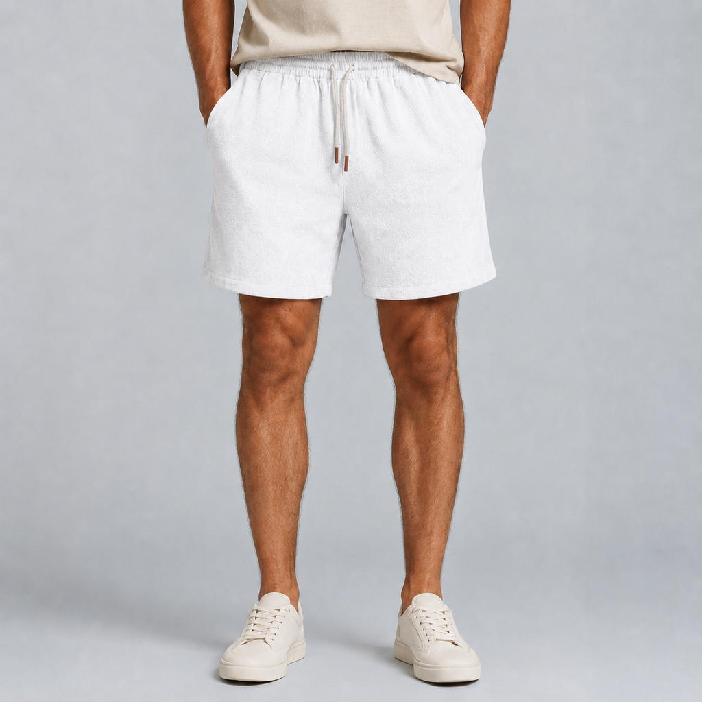 Men's Linen Cotton Loose Fit Shorts Black Canvas