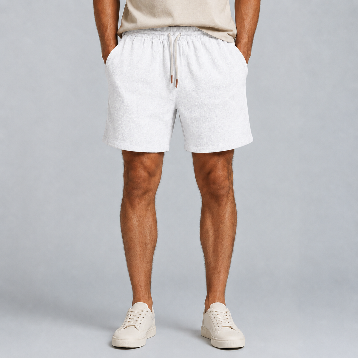 Men's Linen Cotton Loose Fit Shorts Black Canvas
