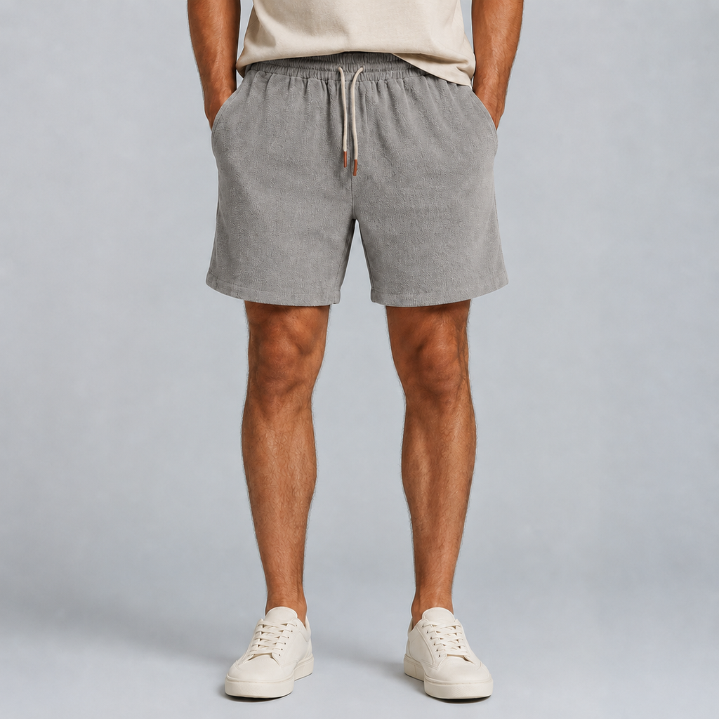 Men's Linen Cotton Loose Fit Shorts Black Canvas