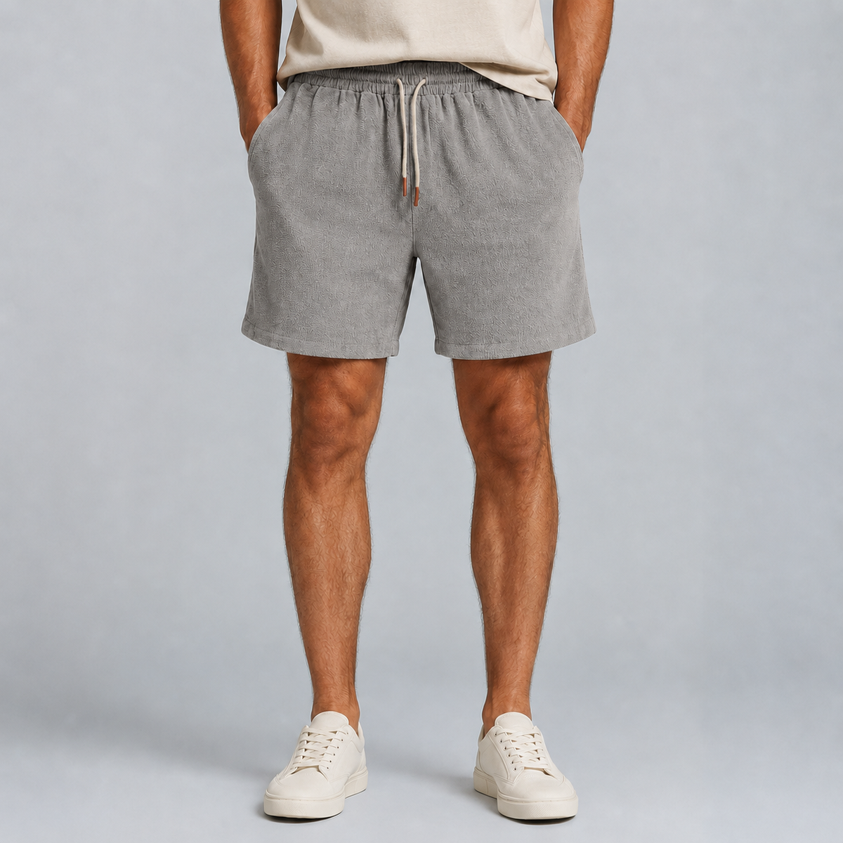 Men's Linen Cotton Loose Fit Shorts Black Canvas