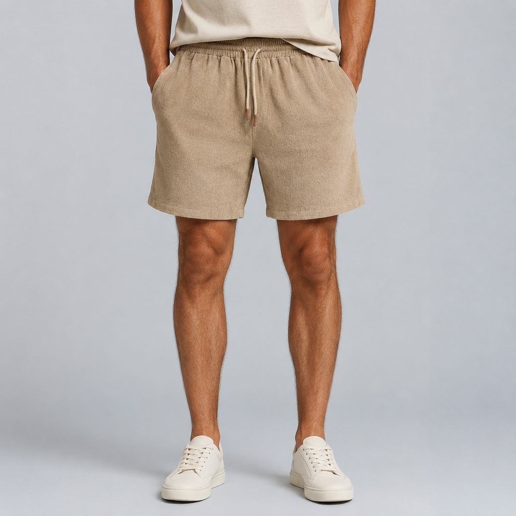 Men's Linen Cotton Loose Fit Shorts Black Canvas