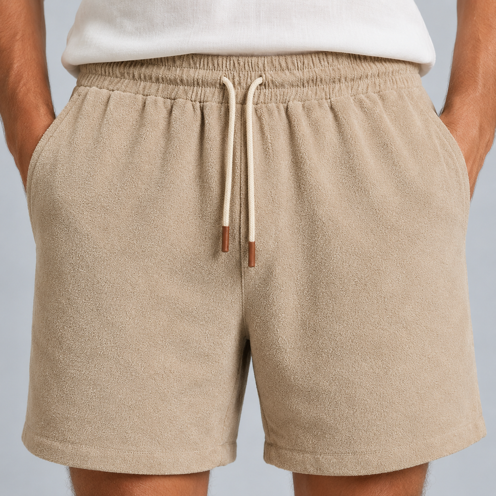 Men's Linen Cotton Loose Fit Shorts Black Canvas