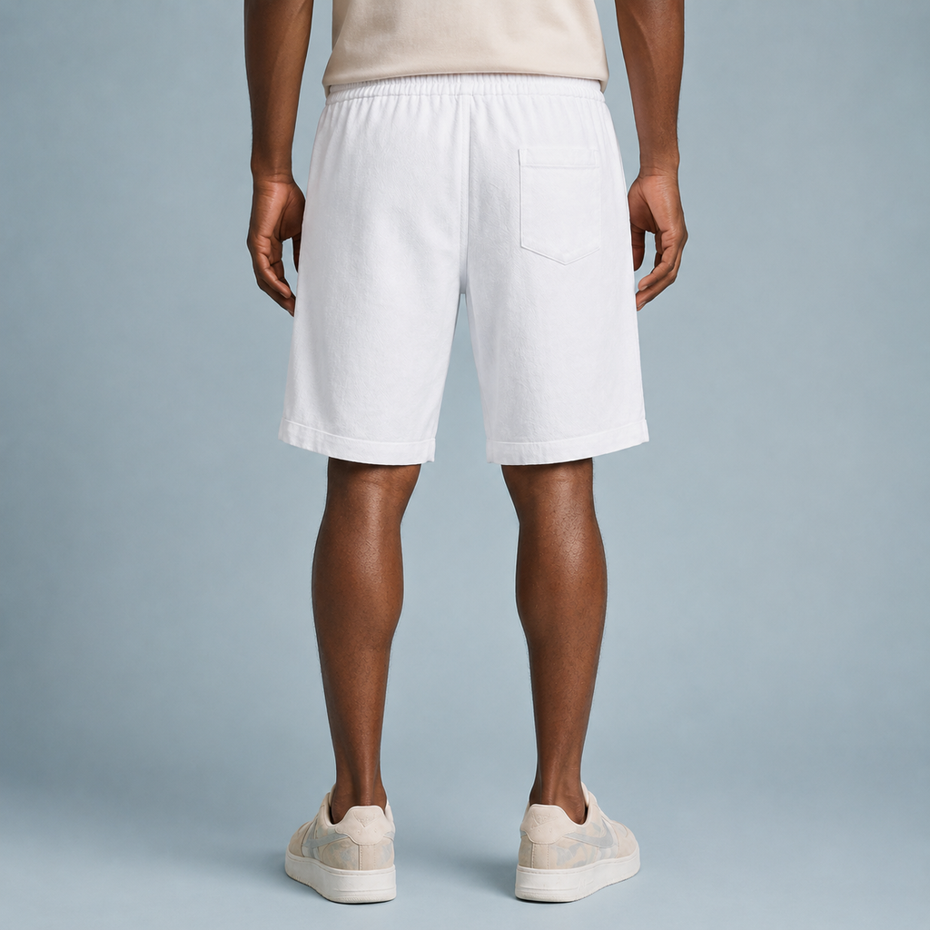Men's Linen Cotton Loose Shorts Black Canvas