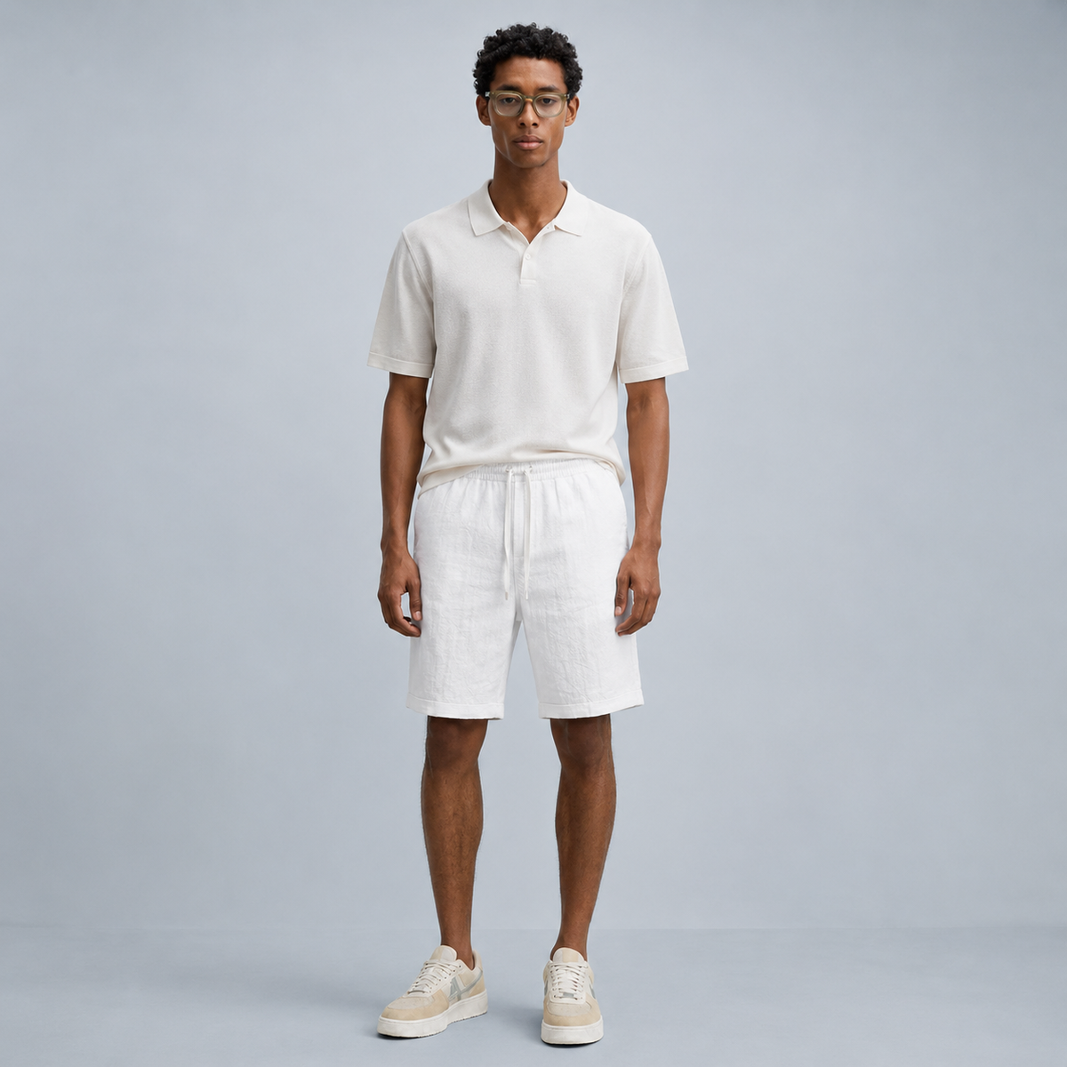 Men's Linen Cotton Loose Shorts Black Canvas