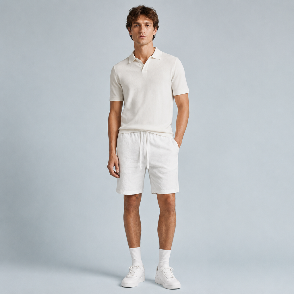 Men's Linen Drawstring Shorts Relaxed Fit Black Canvas