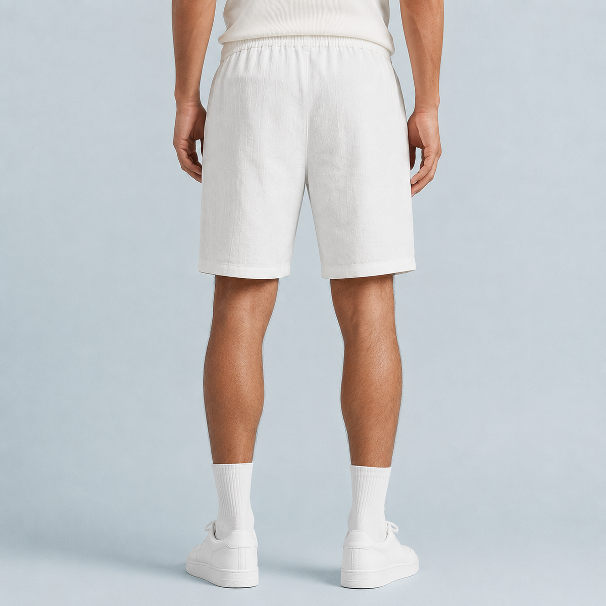Men's Linen Drawstring Shorts Relaxed Fit Black Canvas