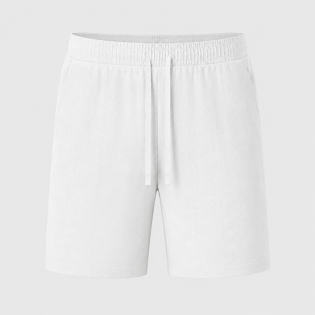 Men's Linen Drawstring Shorts Relaxed Fit Black Canvas