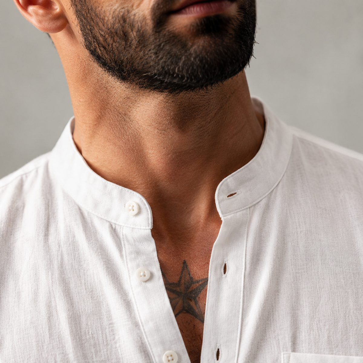 Men's Linen Short Sleeve Shirt Relaxed Fit Black Canvas