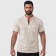 Men's Linen Short Sleeve Shirt Relaxed Fit Black Canvas