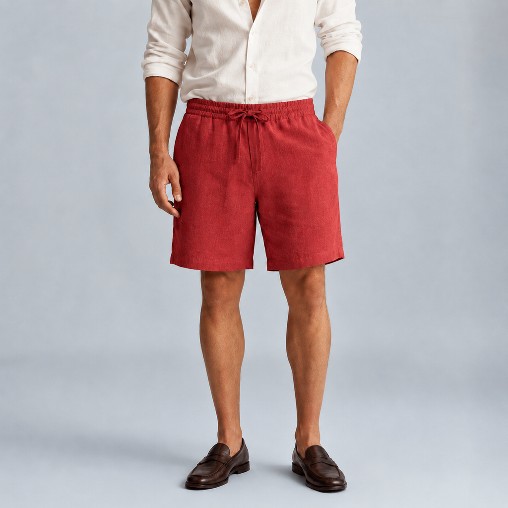 Men's Linen Solid Colour Lightweight Shorts Black Canvas