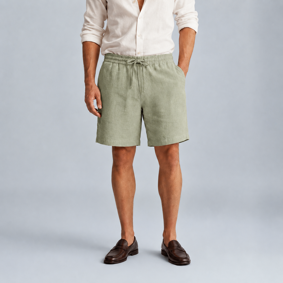 Men's Linen Solid Colour Lightweight Shorts Black Canvas