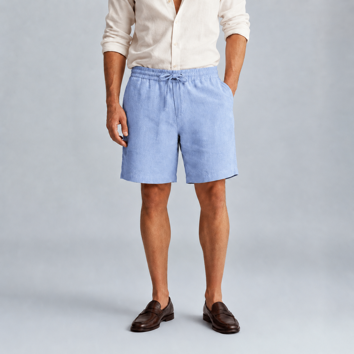 Men's Linen Solid Colour Lightweight Shorts Black Canvas