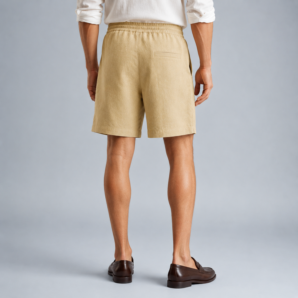 Men's Linen Solid Colour Lightweight Shorts Black Canvas