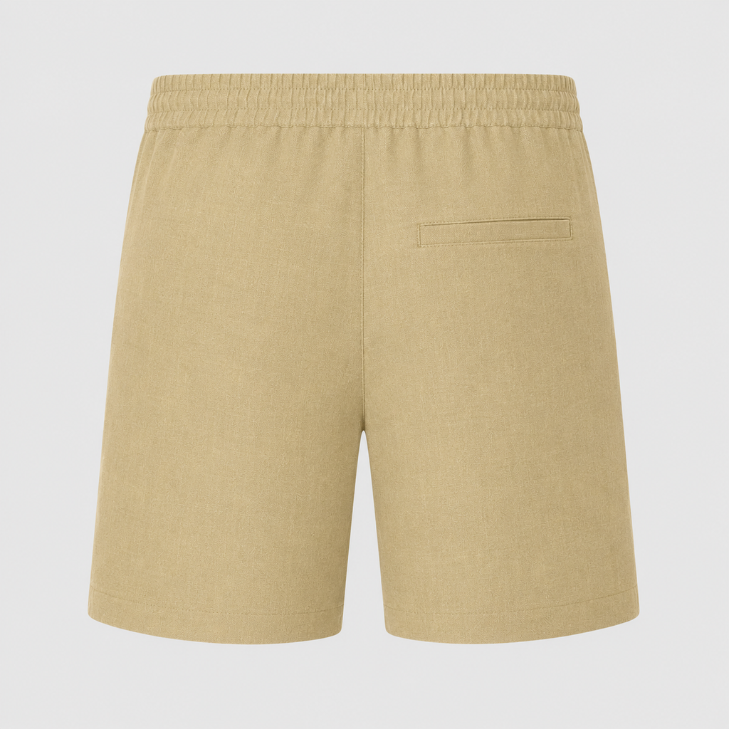 Men's Linen Solid Colour Lightweight Shorts Black Canvas