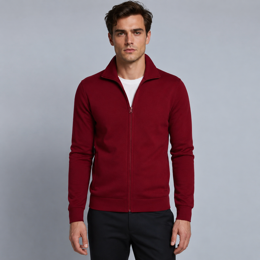 Men's Long Sleeve Zip-Up Jacket Black Canvas