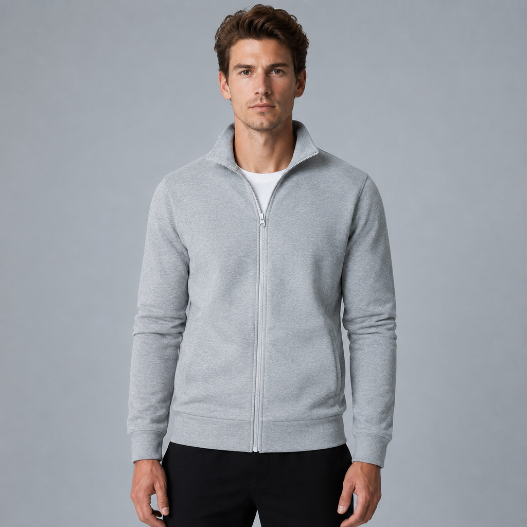 Men's Long Sleeve Zip-Up Jacket Black Canvas
