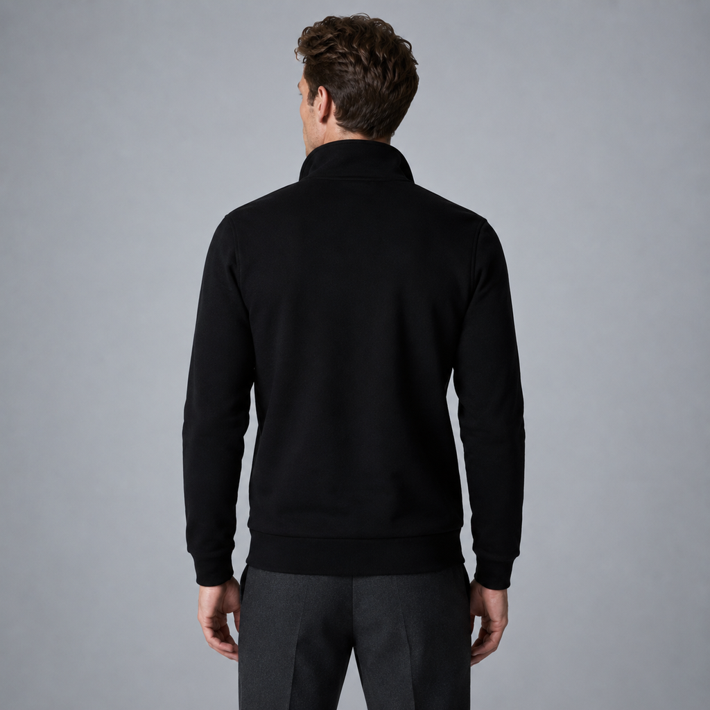 Men's Long Sleeve Zip-Up Jacket Black Canvas