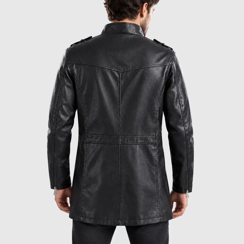 Men's Longline Faux Leather Biker Jacket