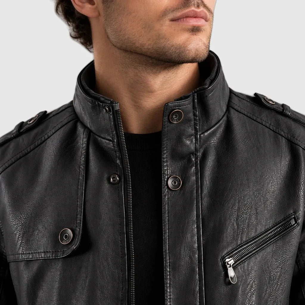 Men's Longline Faux Leather Biker Jacket