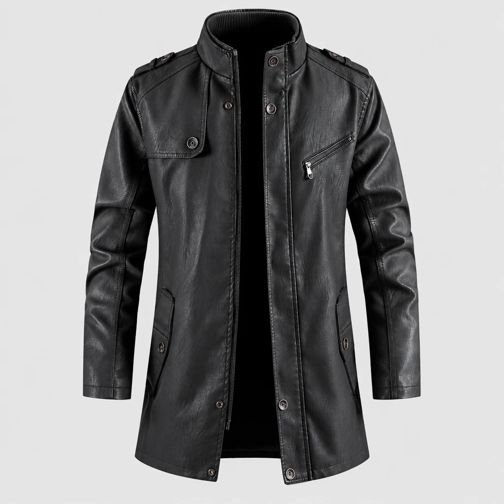 Men's Longline Faux Leather Biker Jacket