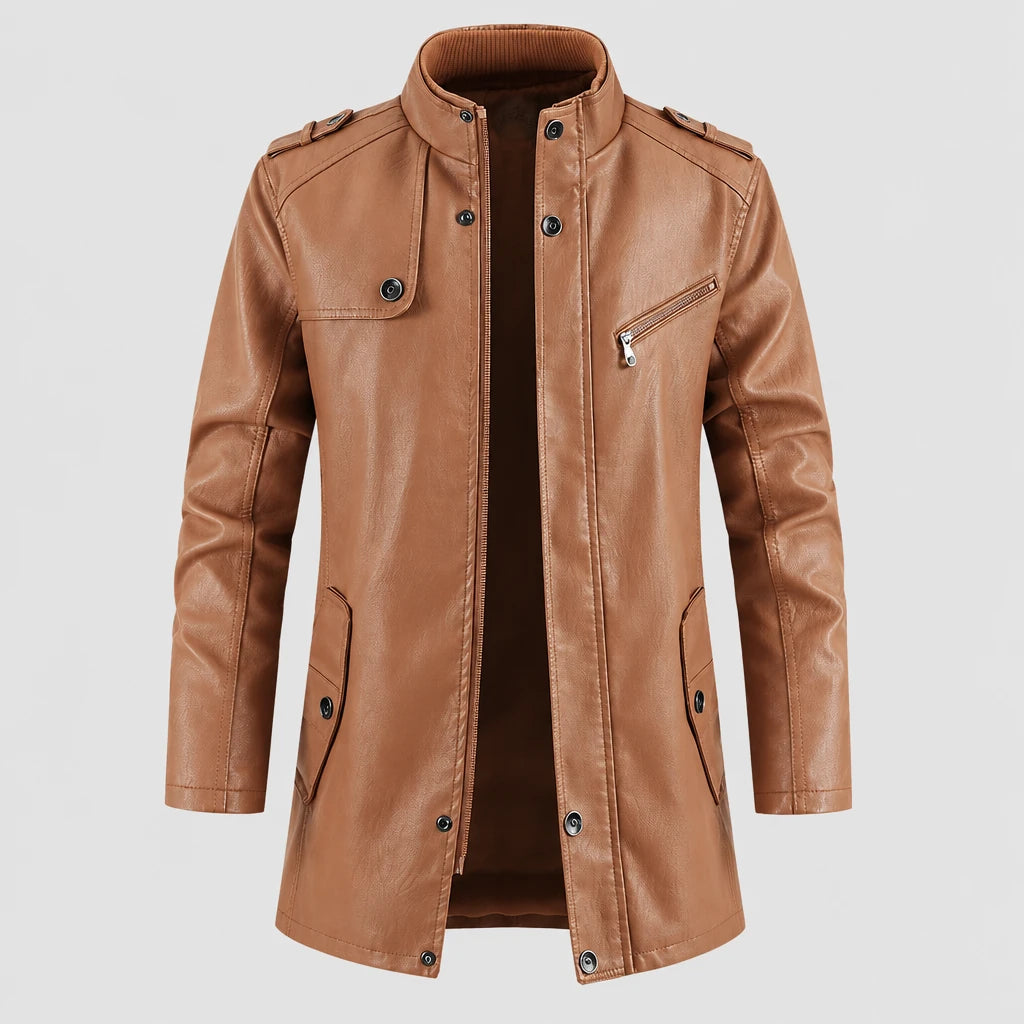 Men's Longline Faux Leather Biker Jacket
