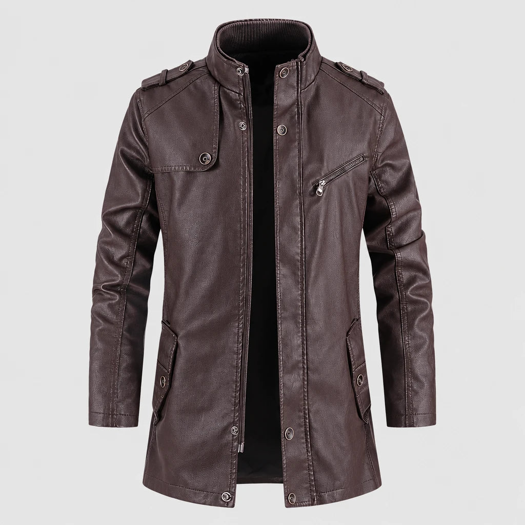 Men's Longline Faux Leather Biker Jacket