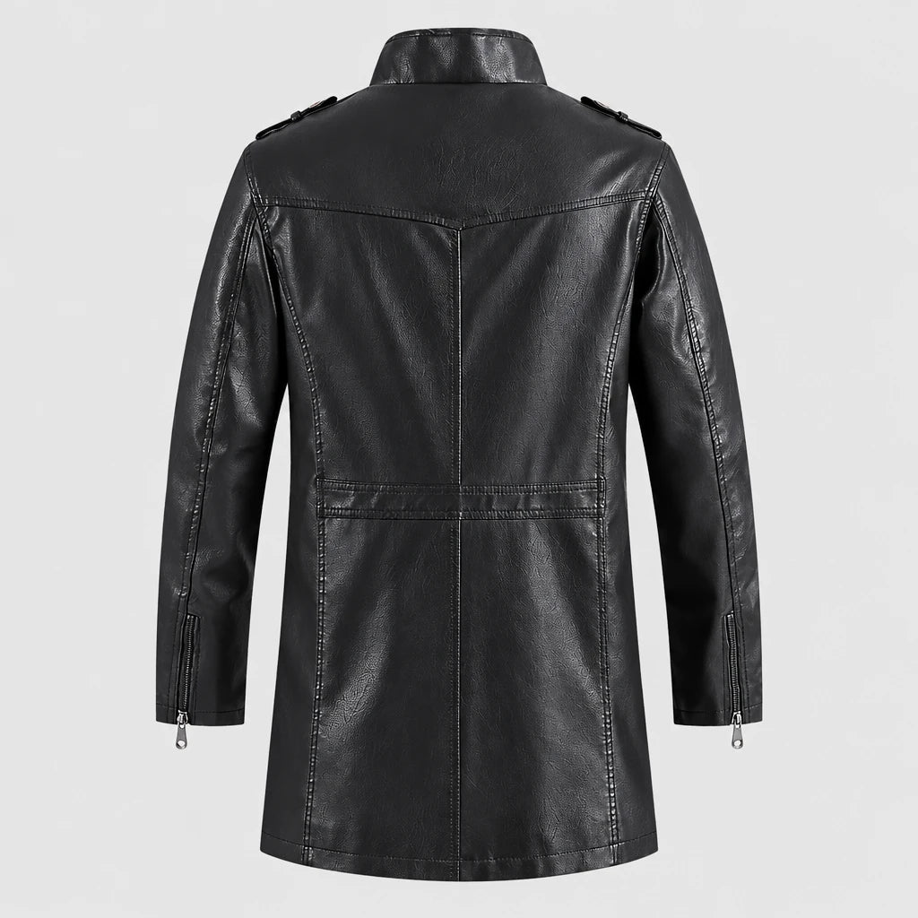 Men's Longline Faux Leather Biker Jacket
