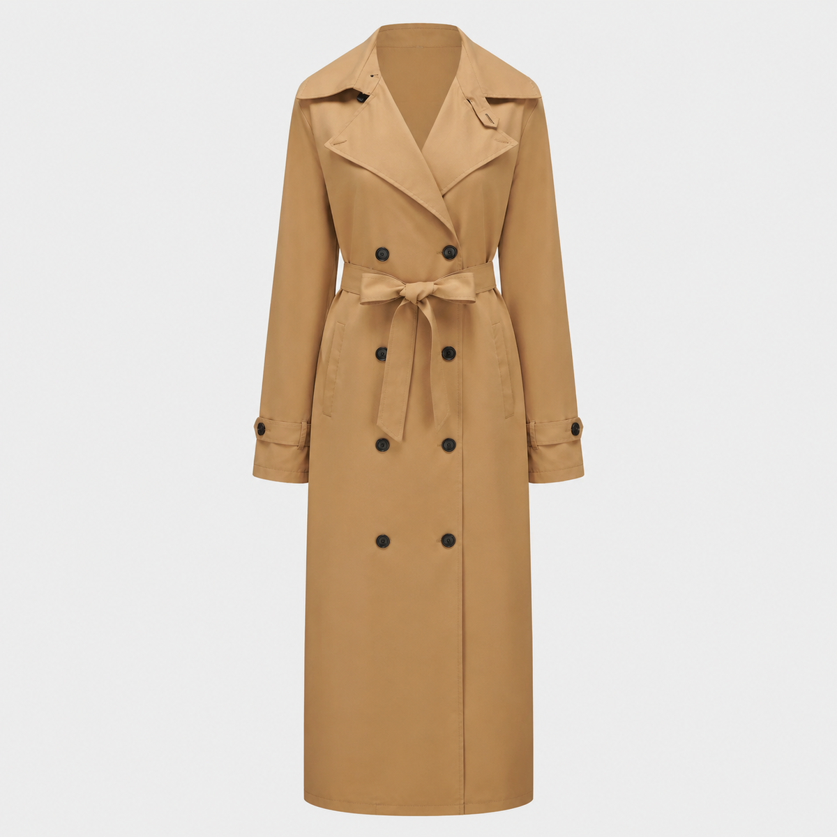 Men's Longline Trench Coat British Style Black Canvas