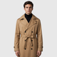 Men's Longline Trench Coat British Style Black Canvas