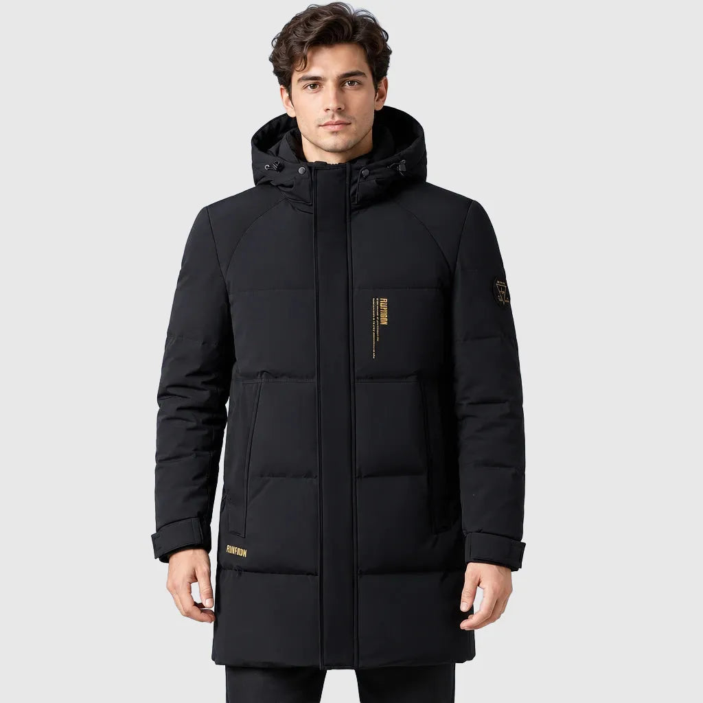 Men's Longline White Duck Down Puffer Coat
