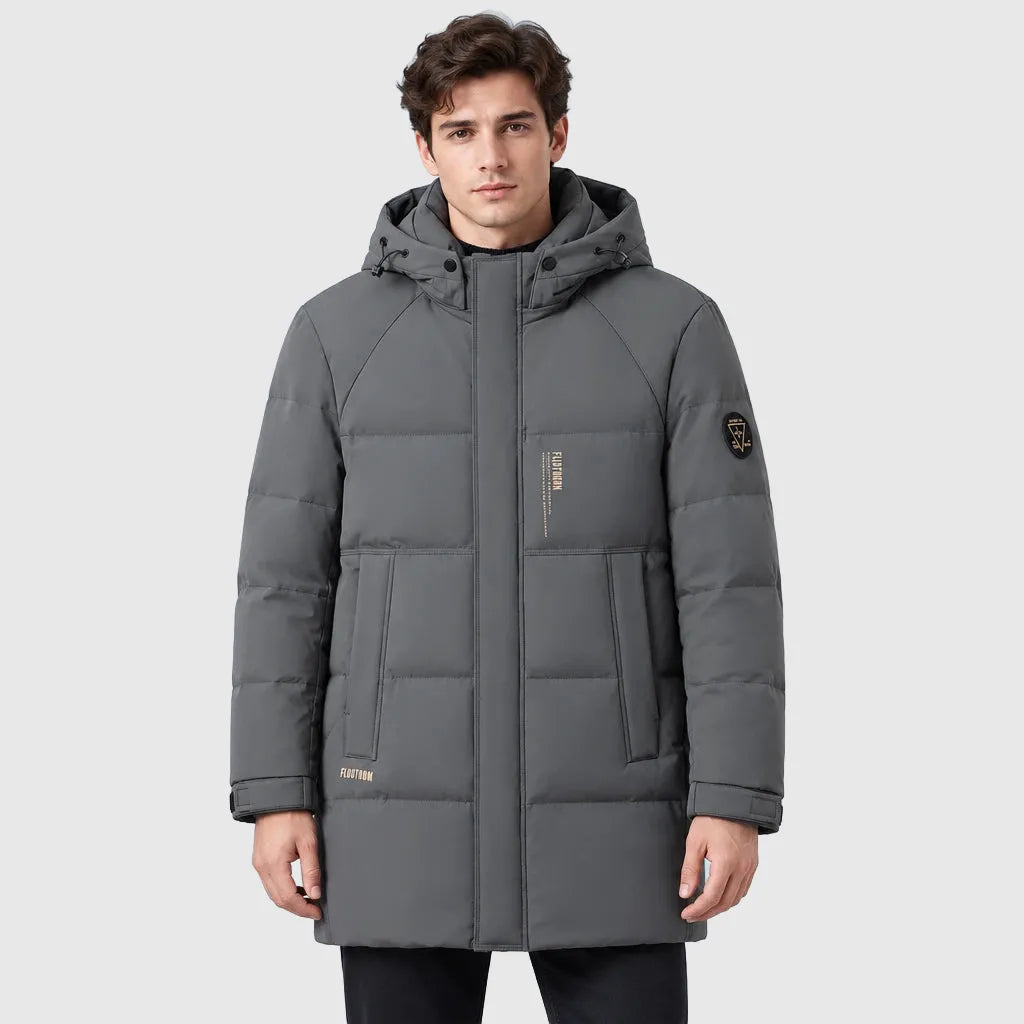 Men's Longline White Duck Down Puffer Coat