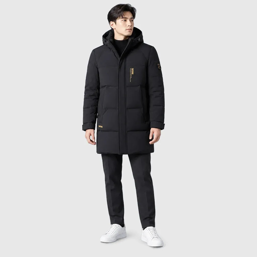 Men's Longline White Duck Down Puffer Coat