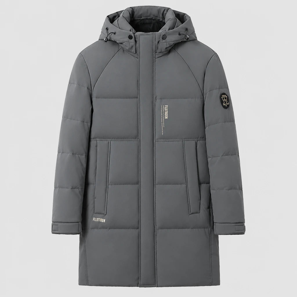 Men's Longline White Duck Down Puffer Coat