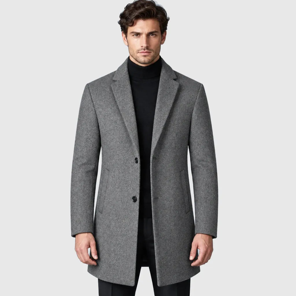 Men's Longline Wool Business Coat