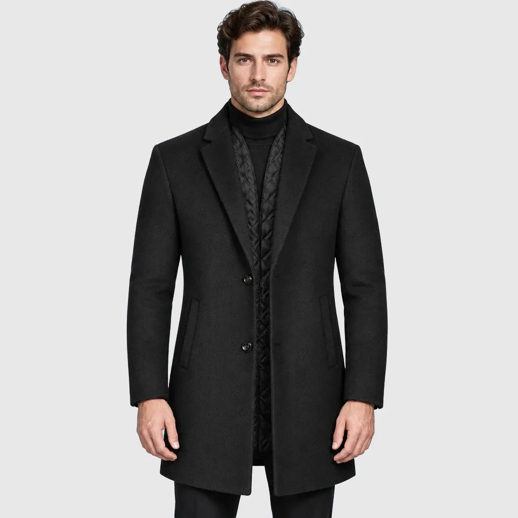 Men's Longline Wool Business Coat