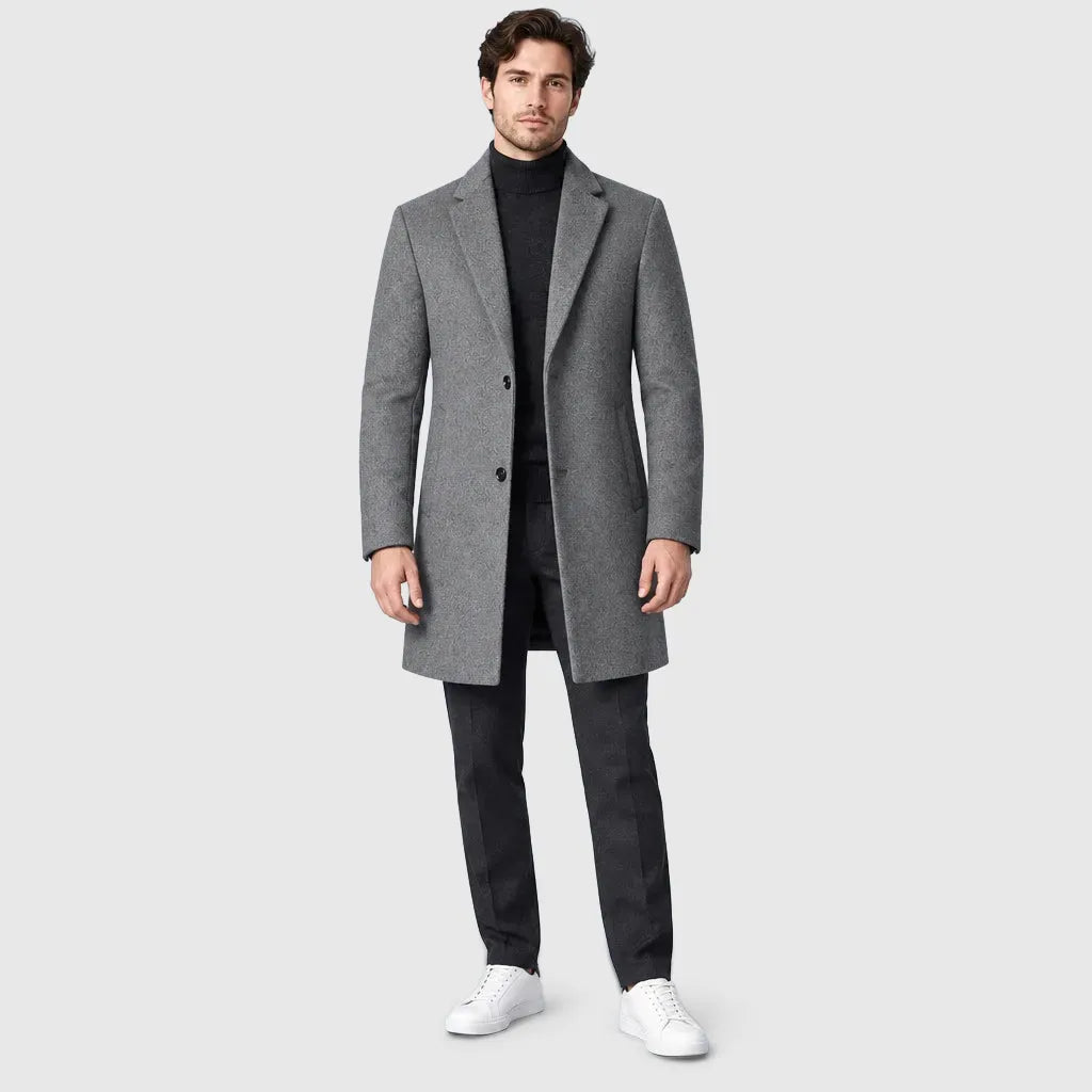 Men's Longline Wool Business Coat