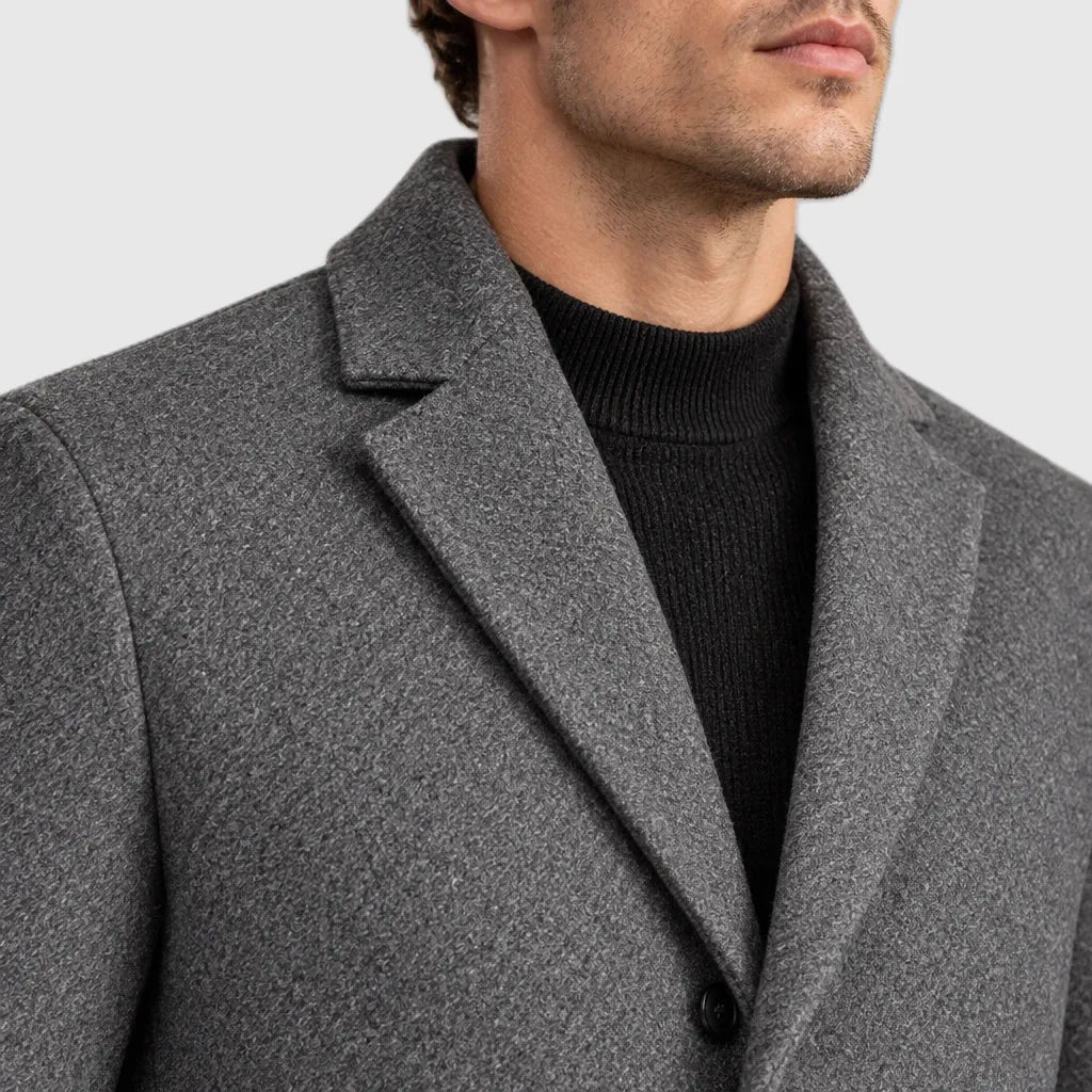 Men's Longline Wool Business Coat