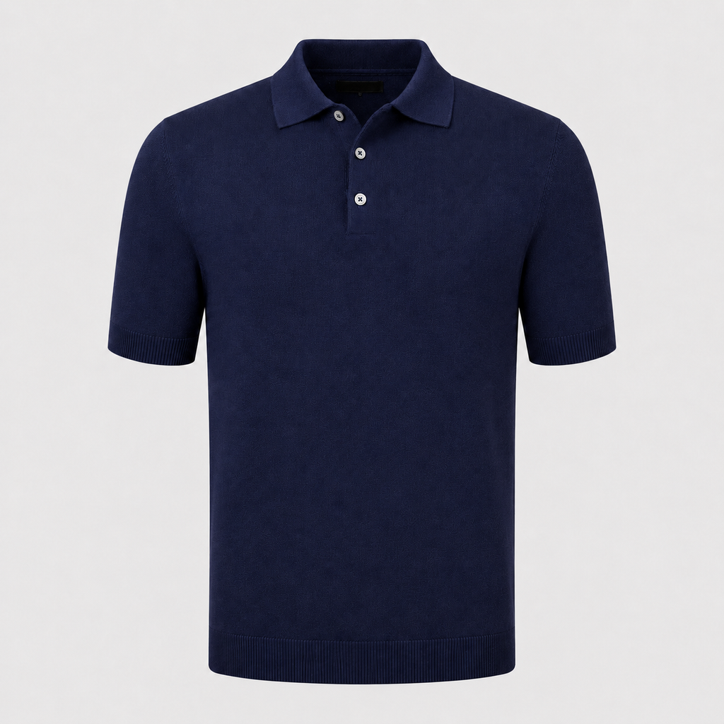 Men's Merino Knit Polo Shirt Relaxed Fit Black Canvas