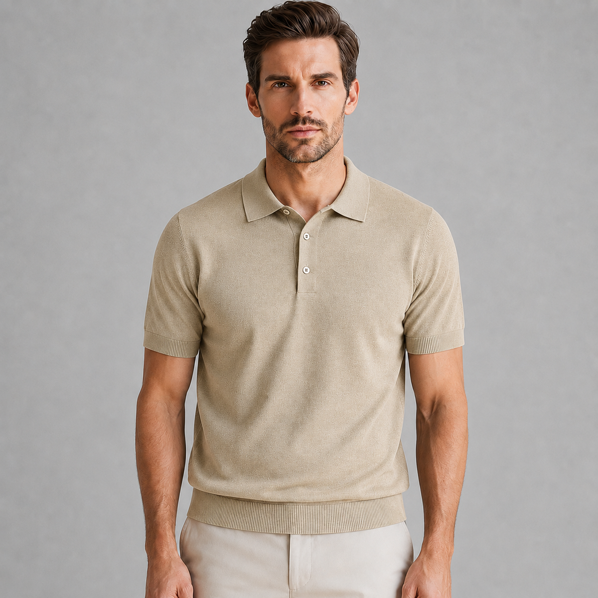 Men's Merino Knit Polo Shirt Relaxed Fit Black Canvas