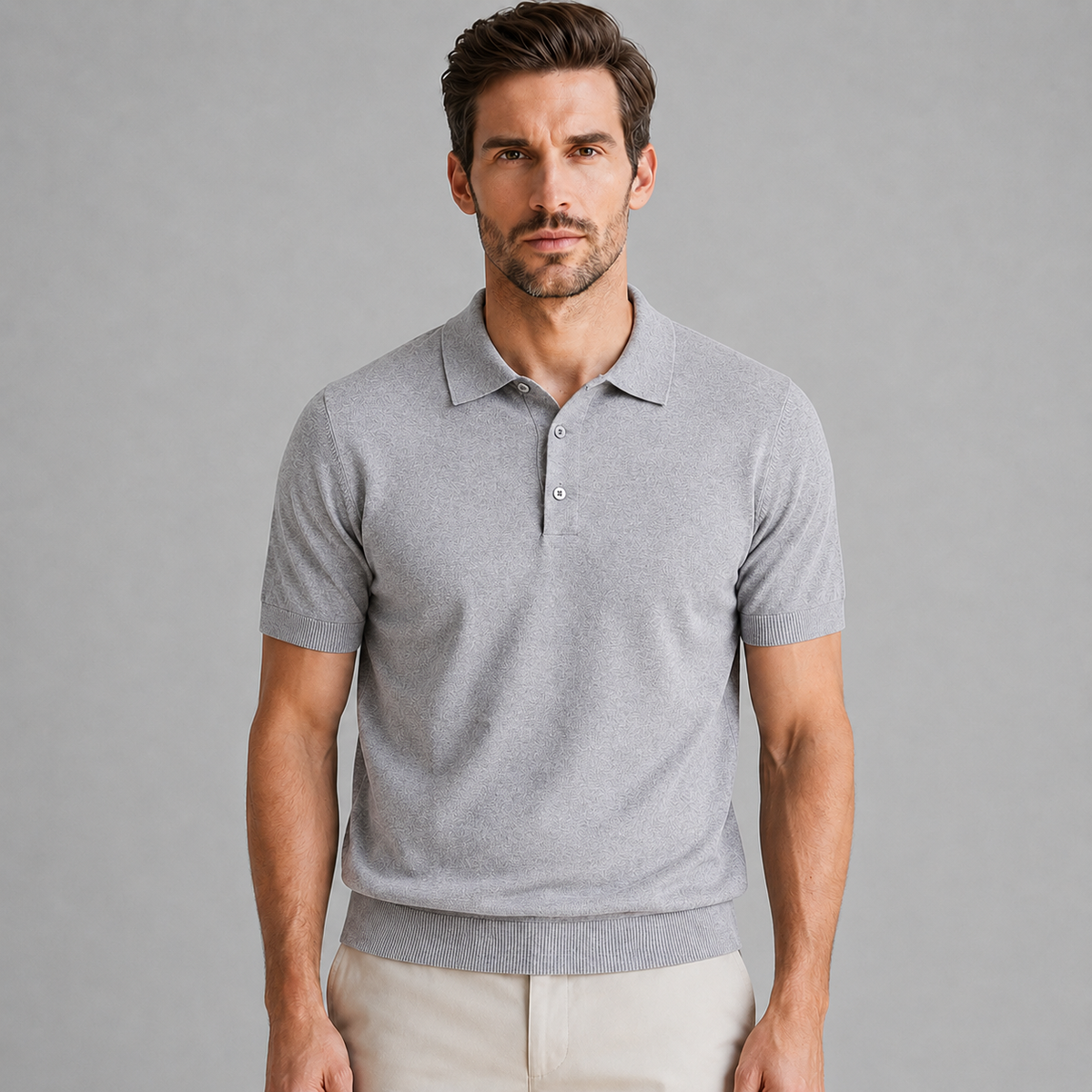 Men's Merino Knit Polo Shirt Relaxed Fit Black Canvas
