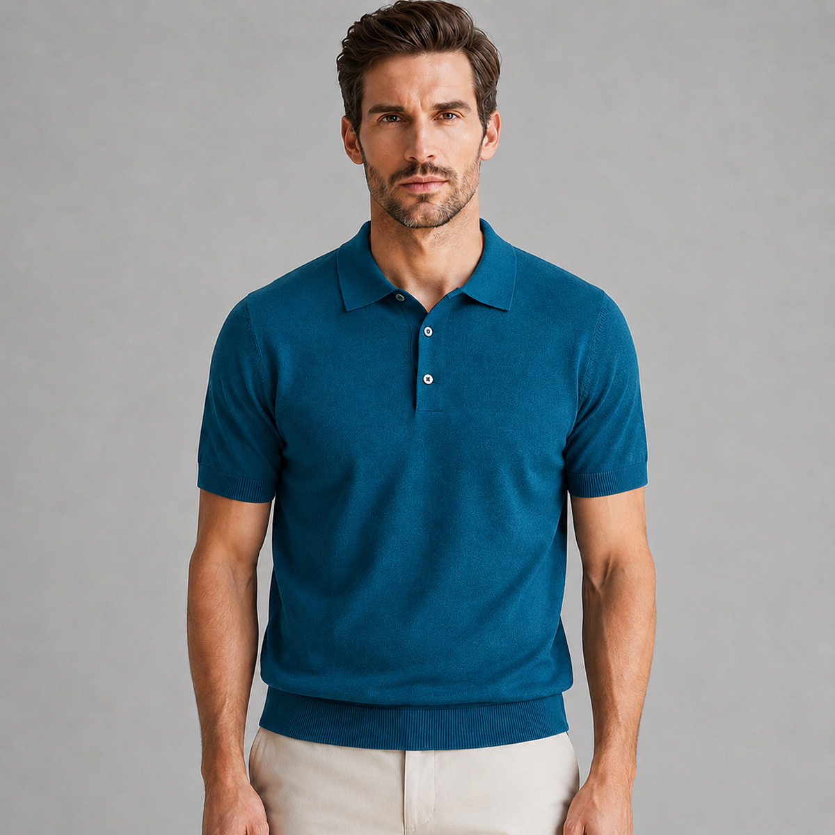 Men's Merino Knit Polo Shirt Relaxed Fit Black Canvas